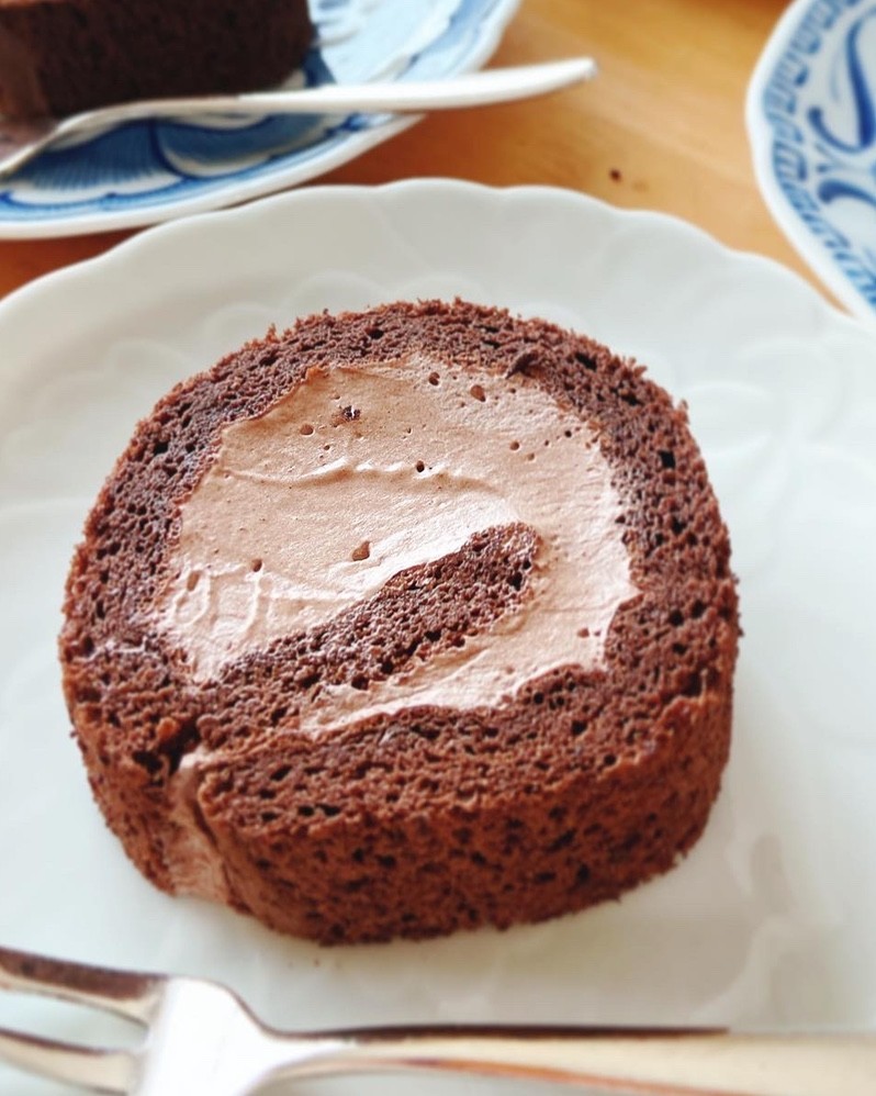 しっとりふわふわ米粉チョコロールケーキの画像