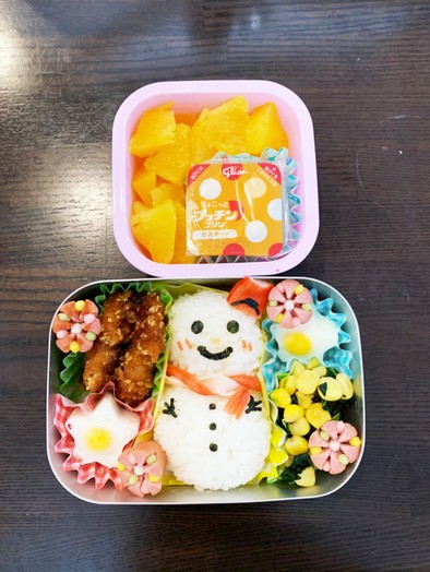 雪だるま弁当☆幼稚園保温庫用☆3歳の写真