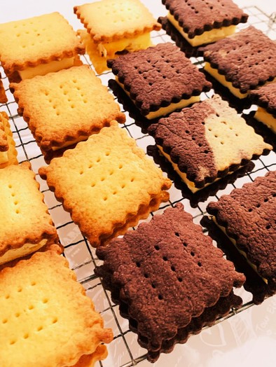 ベイクドチーズケーキのクッキーサンド♡の写真