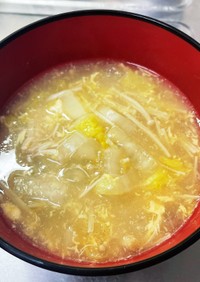 白菜とキノコと卵のとろとろ中華スープ
