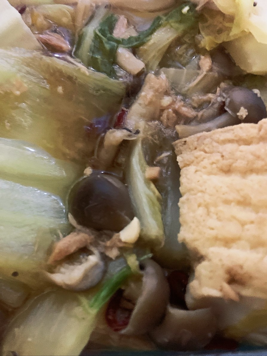 白菜とツナとしめじと厚揚げの煮込みの画像