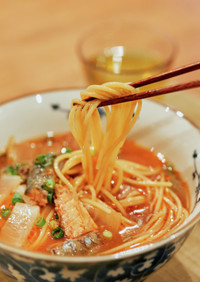 大根とさば缶の辛味噌ラーメン