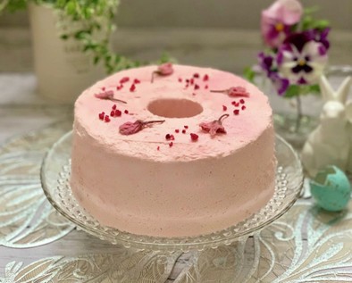 米粉で桜のシフォンケーキの写真