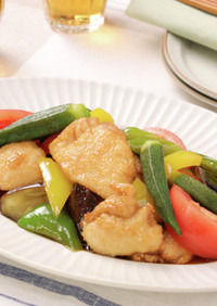 夏野菜と鶏肉の中華風マリネ