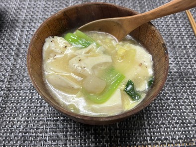 とろとろ豆腐と卵の中華風スープの写真