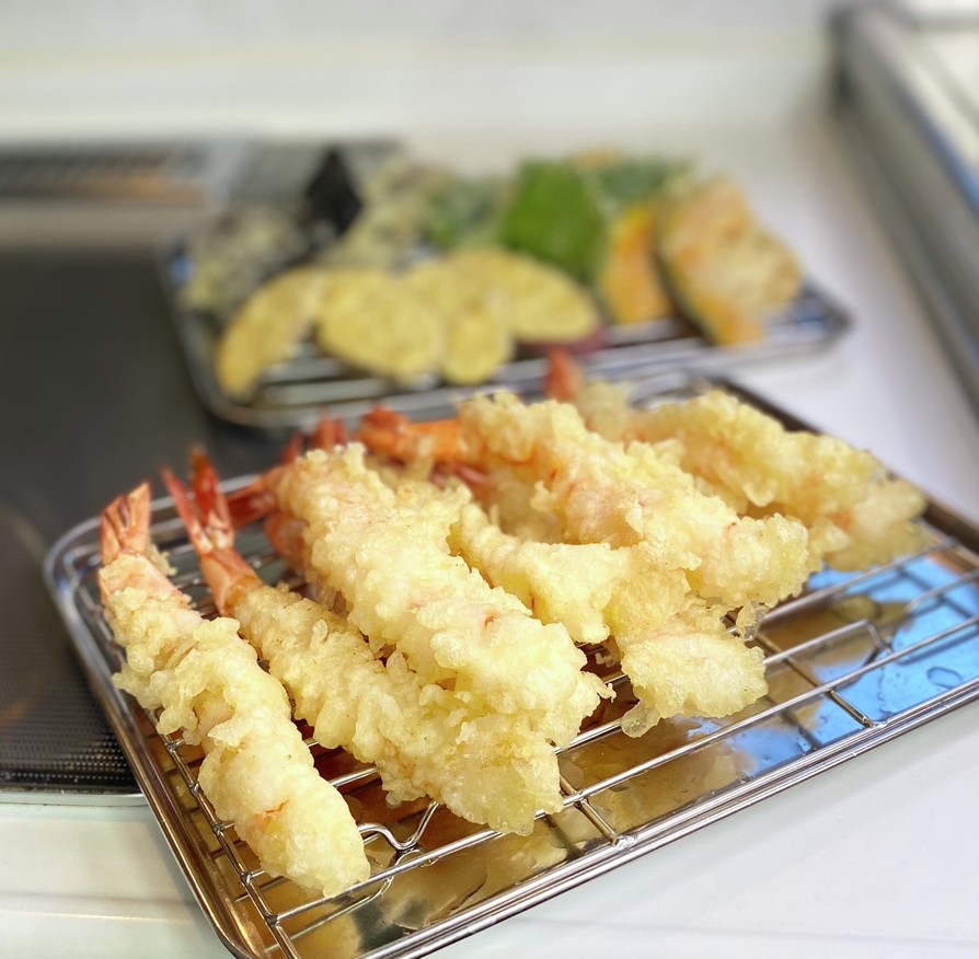 市販の天ぷら粉でカリッと美味しい海老天の画像