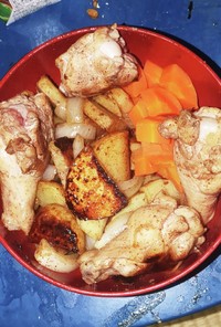 鶏手羽元と野菜のオールスパイス焼き