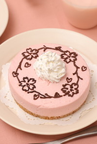 桜のリースチーズケーキ