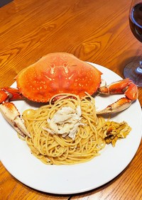 蟹とバジルのスパゲッティ