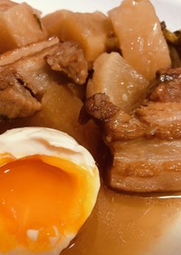 豚バラブロック・大根の煮物と味付け半熟卵