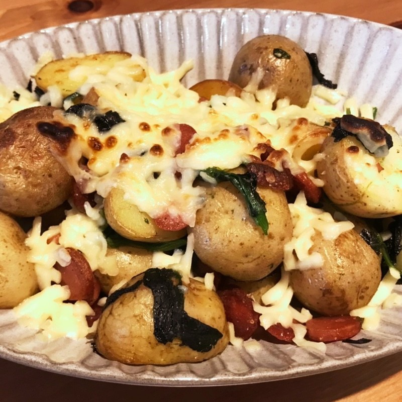 グリルチーズほうれん草とトマトソースのレシピ