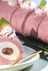 ふわふわ桜の淡雪ロールケーキ