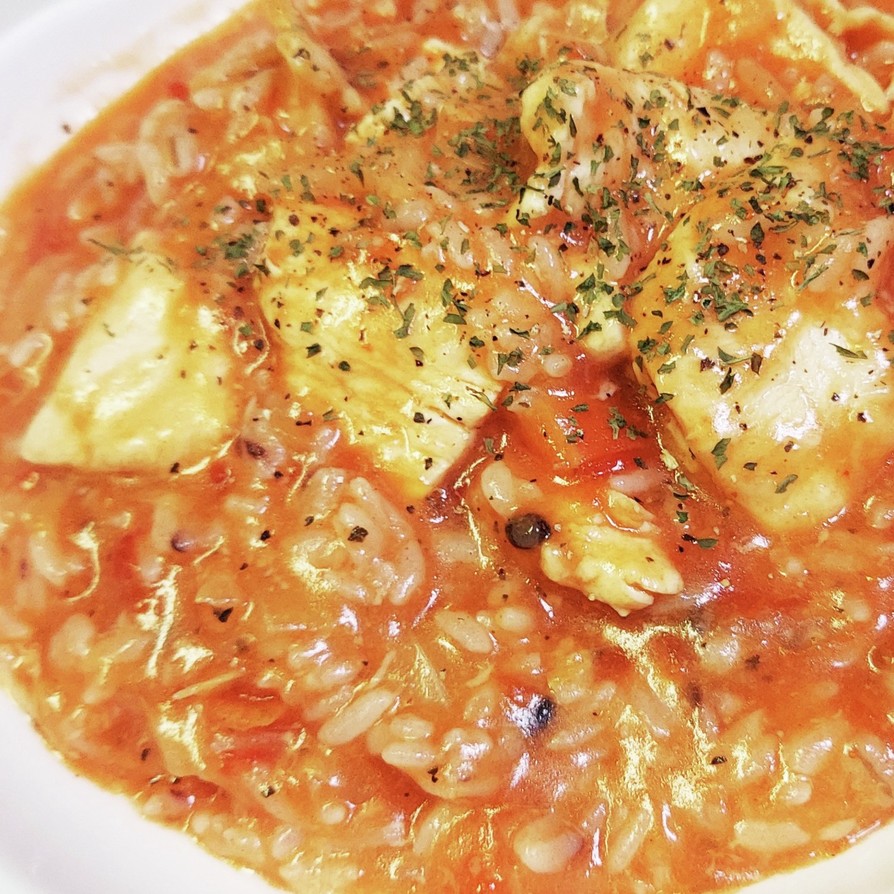 冷やご飯で簡単☆鶏胸肉のトマトリゾットの画像