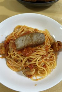 生本鮪赤身で作るツナトマトスパゲッティ