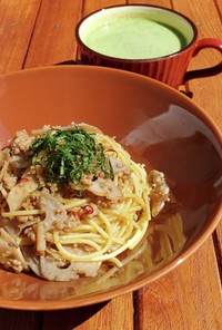 蓮根とひき肉のパスタ