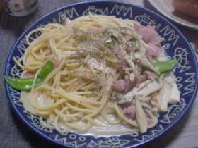 スモークハムとエリンギの簡単スープパスタ