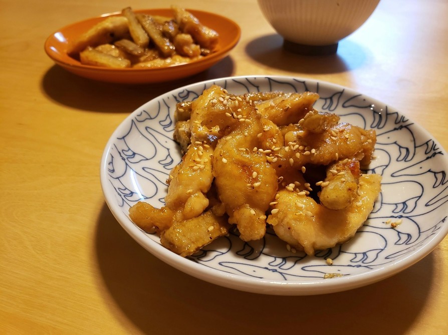 鶏胸肉とごぼうの甘辛炒めの画像