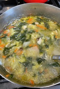 野菜たっぷり味噌ラーメン風スープ