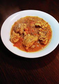 鶏肉とトマトのカレー風味春雨スープ