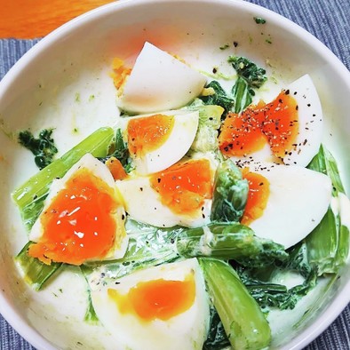 簡単 小松菜と卵のマヨサラダの写真