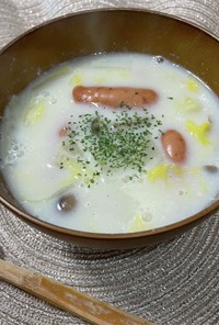 たっぷりきのこの塩出汁×豆乳スープ