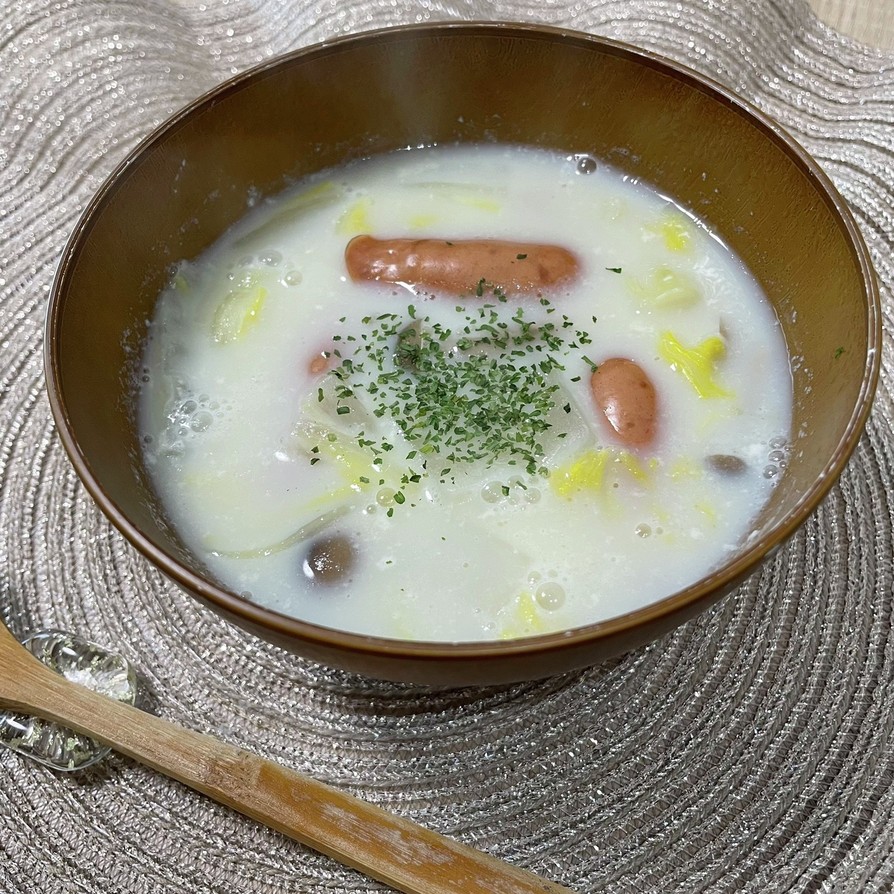 たっぷりきのこの塩出汁×豆乳スープの画像