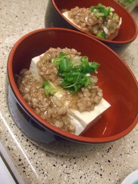 木綿豆腐の甘味噌あんかけ