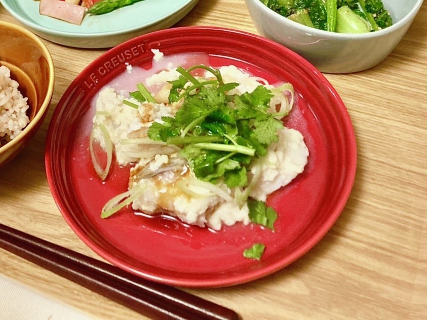 白身魚と豆腐の胡麻油がけの画像