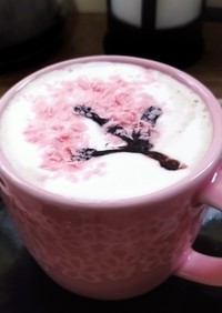 カップに桜コーヒー