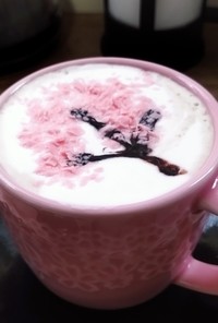 カップに桜コーヒー