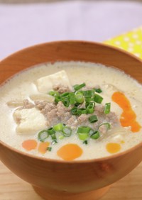 豚ひき肉と豆腐の坦々スープ