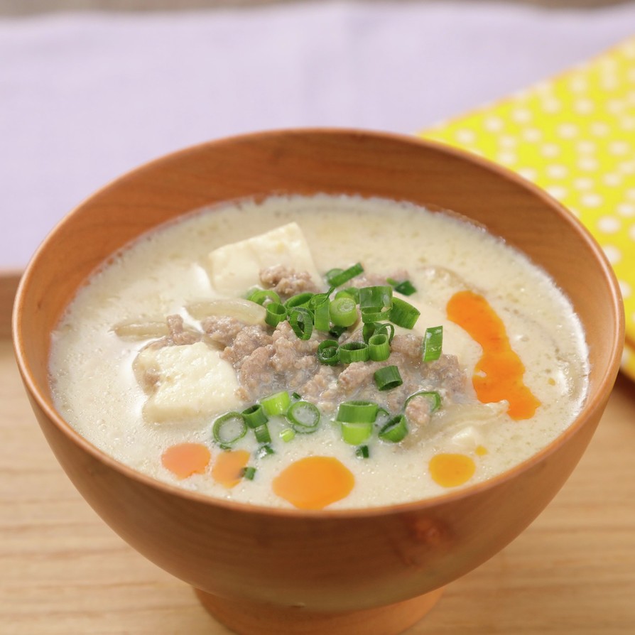豚ひき肉と豆腐の坦々スープの画像