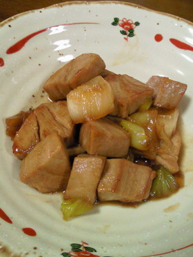 *まぐろとねぎの照り焼き風*