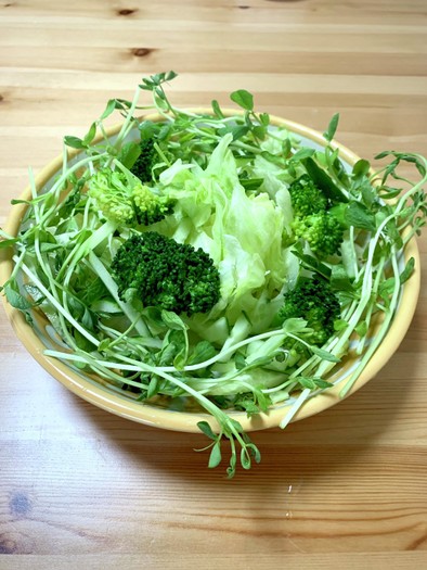グリーンサラダ　豆苗活用の写真