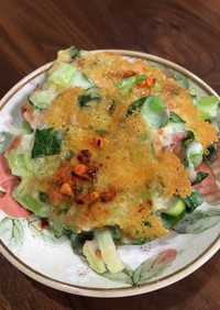 小松菜と桜海老の超簡単！米粉のチヂミ