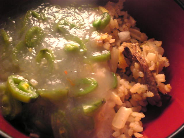 椎茸と卵とスナップえんどうのあんかけ炒飯の画像