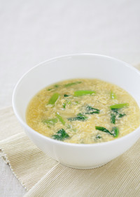小松菜と卵の中華風黒酢スープ