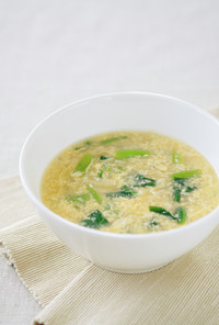 小松菜と卵の中華風黒酢スープ