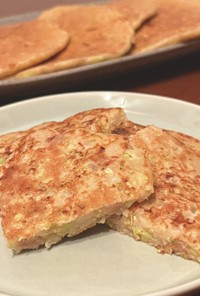 米粉でもっちり！納豆チーズのお好み焼き