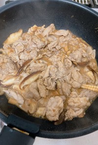 豚こま肉と椎茸の味噌炒め