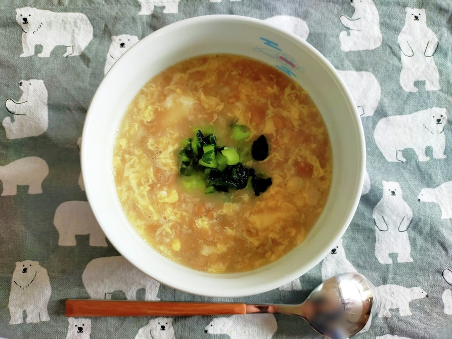 納豆と卵のオートミール粥の画像