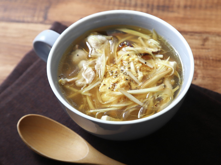 酢しょうがときのこの中華風おかずスープの画像
