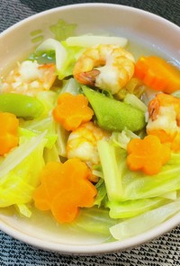 海老と春野菜の食べるスープ