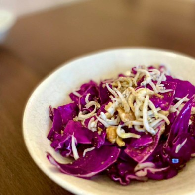 紫キャベツとしらすのサラダの写真