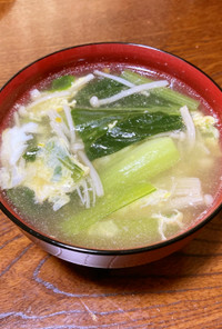 小松菜＆エノキの卵とじ中華スープ