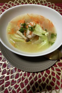 お野菜と鶏モモ肉の白味噌スープ