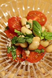 蒸し大豆とミニトマトのイタリアン小鉢