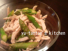アスパラチキン胡麻酢和え