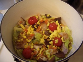 温菜春きゃべつと豚肉のにんにくレモン醤油