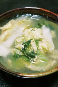 白菜漬と卵のスープ